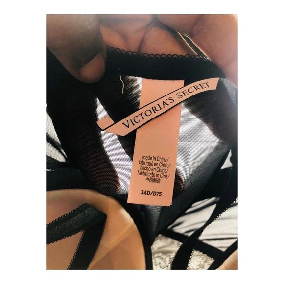 2067 Victoria Secret 34D Cami Chemise Dress Lingerie Push Up Bra Lace Bows - Picture 5 of 6